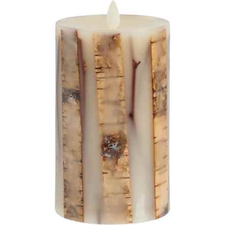 Luminara Embedded Birch and Twigs Flameless Pillar Candle - 3.5x6.5” in Ivory