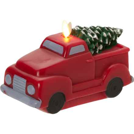 Luminara Real Flame-Effect Truck with Tree Candle - 7.7x4.25” in Red