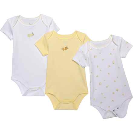 LUXE THREADS Infant Girls Pima Cotton Interlock Baby Bodysuits - 3-Pack, Short Sleeve in Multi