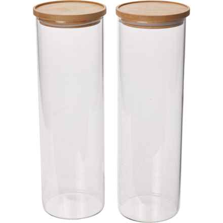 M Design Stackable Glass Canisters - 2-Pack, 12” in Clear/Natural