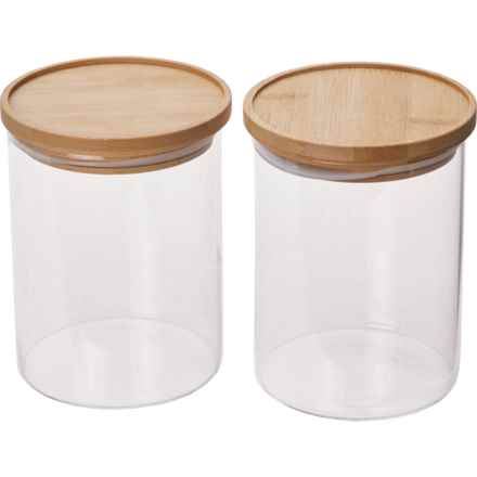 M Design Stackable Glass Canisters - 2-Pack, 5” in Clear/Natural