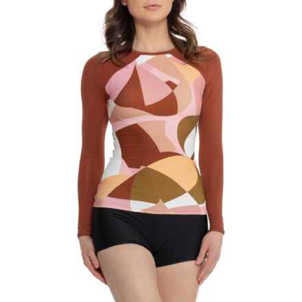 Maaji Diver Rash Guard - Long Sleeve in Pink/Brown