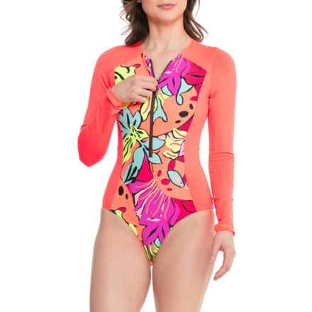 Maaji Triton One-Piece Swimsuit - Zip Neck, Long Sleeve in Rainforest