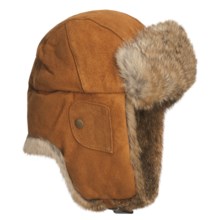 Mad Bomber® Suede Aviator Hat - Euro Fit, Rabbit Fur, Insulated (For Men and Women) in Acorn W/Brown Fur - Closeouts