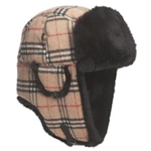 Mad Bomber® Wool Plaid Aviator Hat - Rex Rabbit Fur, Insulated (For Men and Women) in Brown/Black W/Black Fur - Closeouts