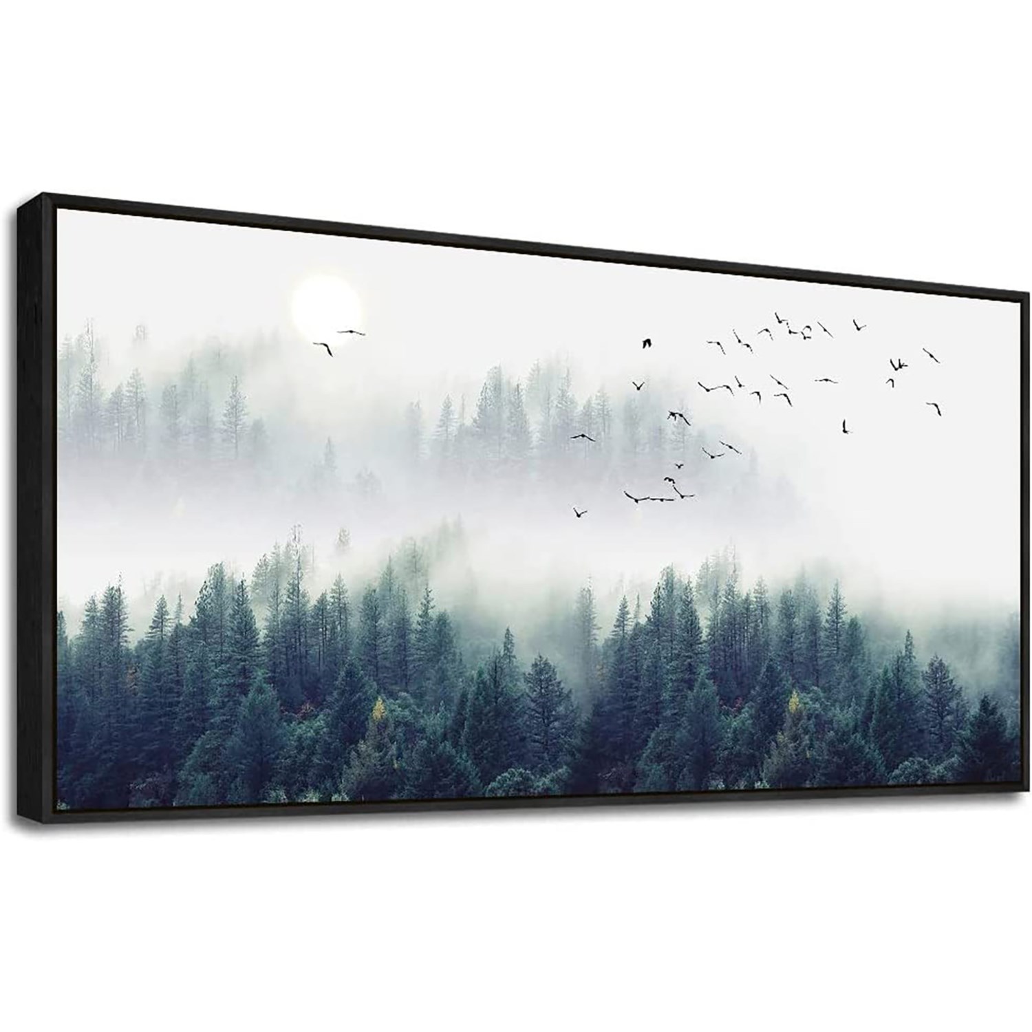 Made in Canada 30x40” Birds on Foggy Trees Canvas Wall Art - Save 28%