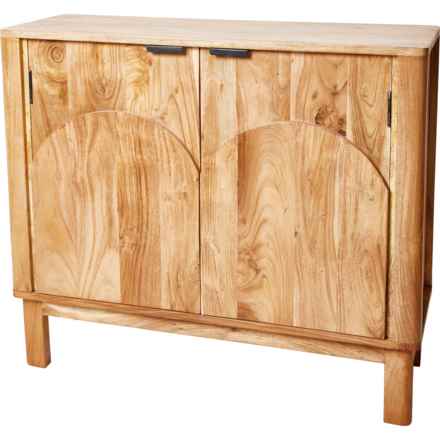 Made in India 2-Door Cabinet with Curved Panels - 34x12x29” in Natural