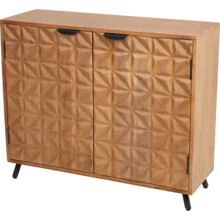 Made in India 2-Door Textured Front Cabinet - 35x12x29” in Natural