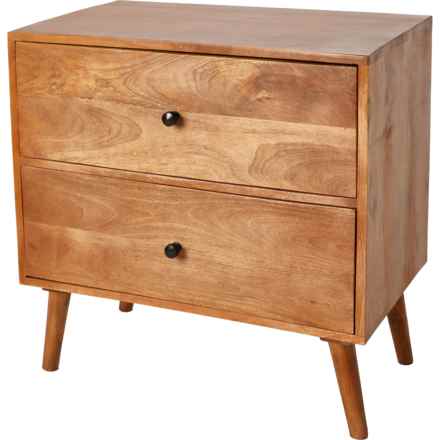 Made in India 2-Drawer Wood Bedside Table - 26x16x26” in Natural