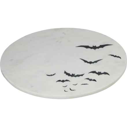 Made in India Bats Marble Lazy Susan - 14” in Black/White