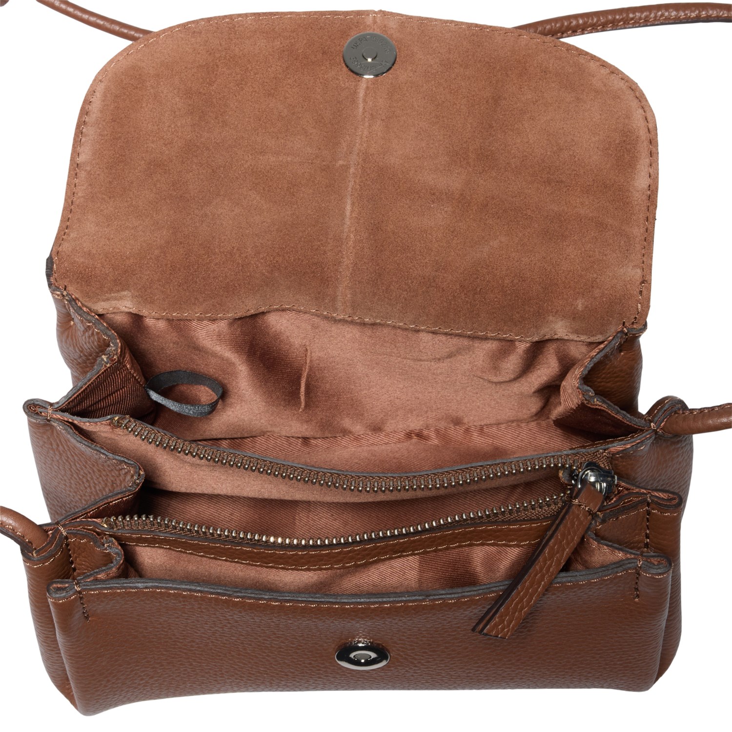 Made in India Flap-Over Triple Entry Crossbody Bag - Leather