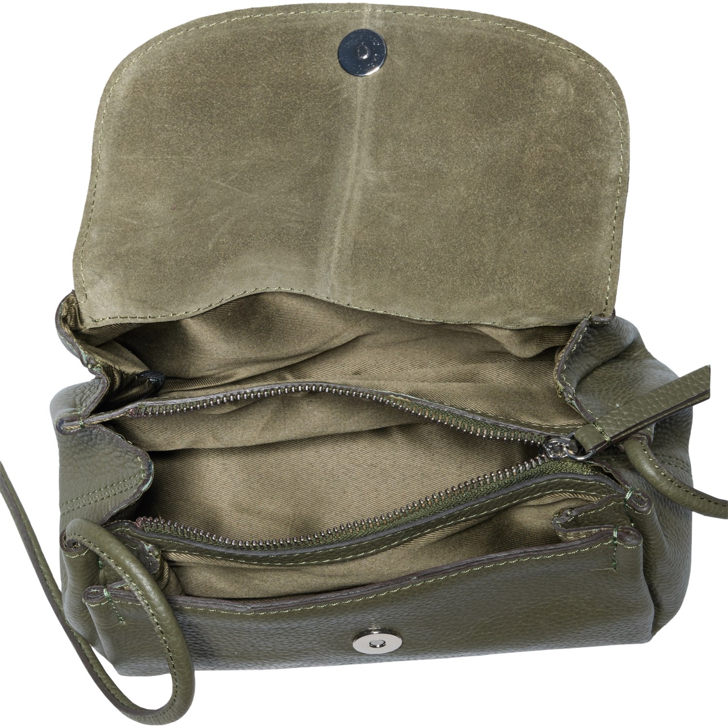 Made in India Flap-Over Triple Entry Crossbody Bag - Leather