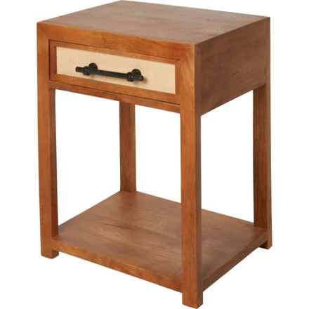 Made in India Mango Wood Bedside Table with Jute in Natural