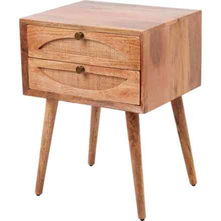 Made in India Mango Wood Half Moon Two-Drawer Bedside Table in Natural