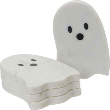 Made in India Marble Ghost Coasters - Set of 4, 4.5x3.25” in White