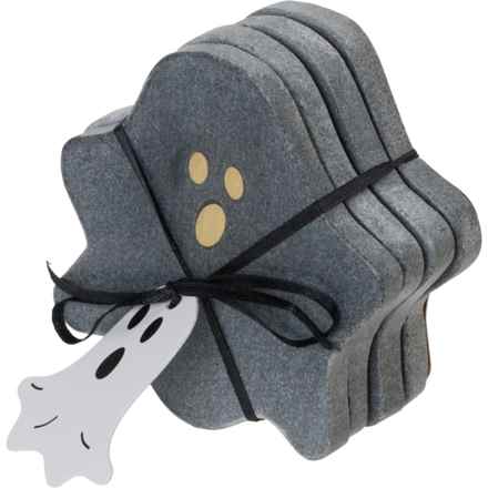 Made in India Marble Ghost Coasters - Set of 4, 4x4” in Black
