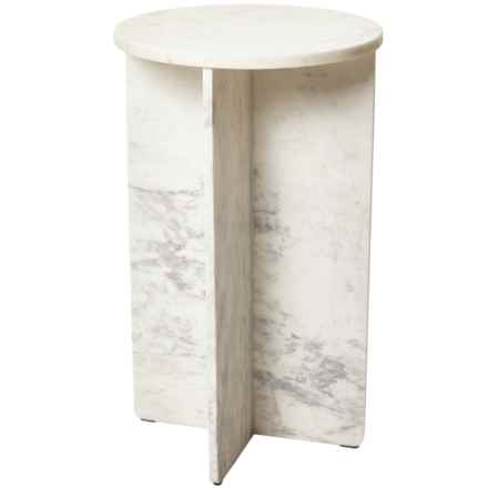 Made in India Marble Round Side Table - 15x15x25” in Stone