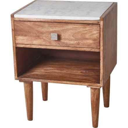 Made in India Marble Top Bed Side Table - 23x18x14” in Natural