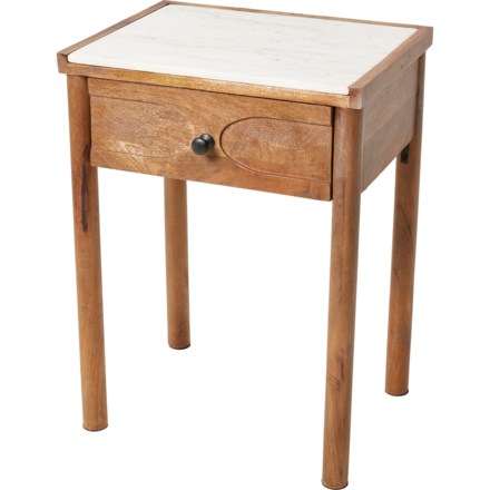 Made in India Marble Top Bedside Table - 18x14x25” in Natural
