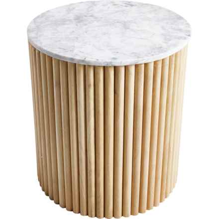Made in India Marble Top Round End Table - 16x18” in Natural
