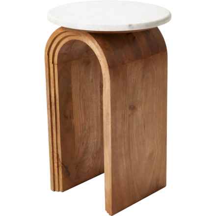 Made in India Marble Top Side Table - 14x14x22” in Natural