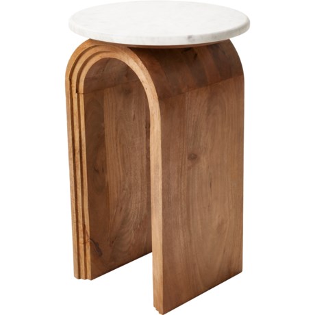 Made in India Marble Top Side Table - 14x14x22” in Natural