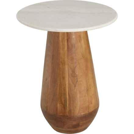 Made in India Marble Top Side Table - 18x18x22” in Honey/Beige