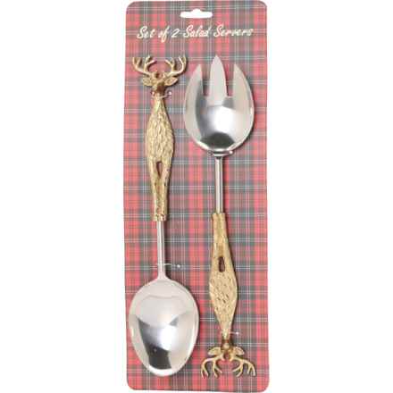Made in India Reindeer Champ Salad Servers - Set of 2, 12.5” in Multi