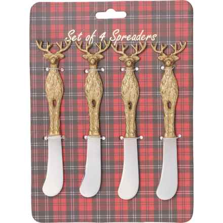 Made in India Reindeer Champ Spreaders - Set of 4, 6.5” in Multi