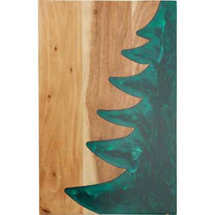 Made in India Resin Forest Tree Wooden Cutting Board - 18x12” in Green/Natural