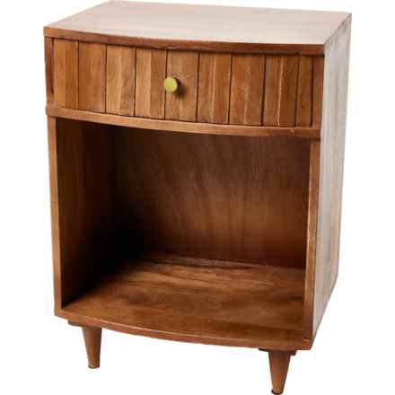 Made in India Ribbed One-Drawer Bedside Table - 18x14x24” in Natural
