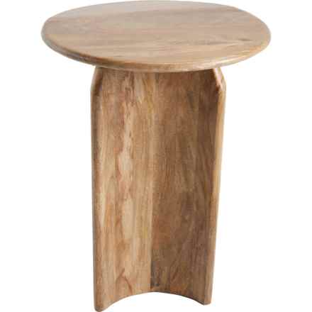 Made in India Round Top Wooden Side Table - 16x22” in Natural