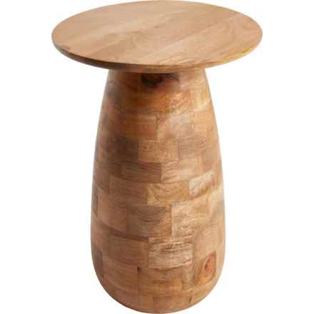 Made in India Round Wood Side Table - 14.5x22” in Natural