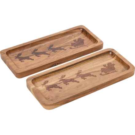 Made in India Santa’s Sleigh Appetizer Platter Set - 2-Pack, 14x6.5” in Multi
