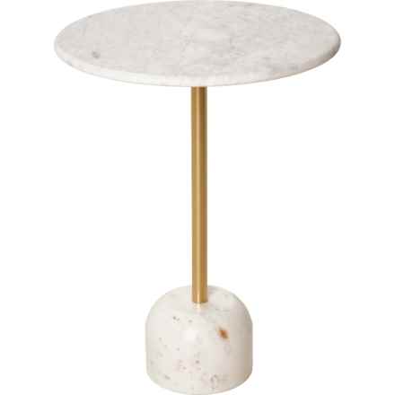 Made in India Side Table with Marble Base - 17x17x23” in Natural