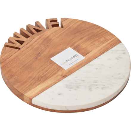 Made in India Wine Wood and Marble Cheese Cutting Board - 15” in White/Natural - Closeouts