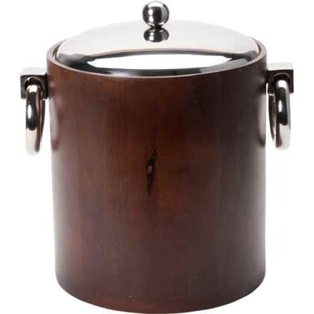 Made in India Wood Grain Ice Bucket - 3 qt. in Silver/Brown