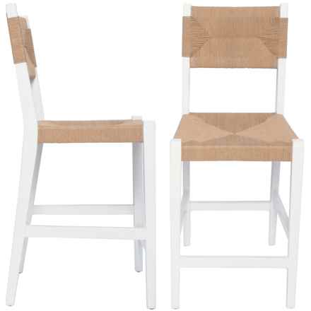 Made In Indonesia Wood Counter Stools - Set of 2 in White/Natural
