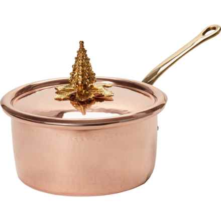 Made in Italy Copper Saucepan with Christmas Tree Topped Lid - 2 qt. in Copper