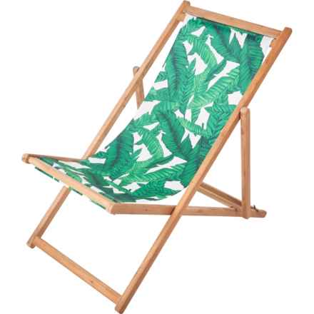 Made in Vietnam Palm Leaf Sling Back Chair in Green/White
