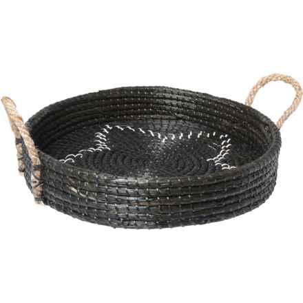 Made in Vietnam Swirl Round Large Tray - 15.25x6” in Black