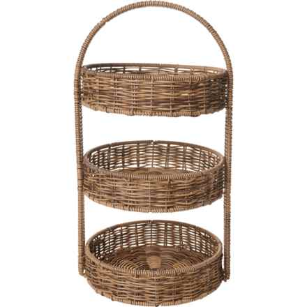 Made in Vietnam Tiered Resin Wicker Serving Tray - 21x11” in Brown