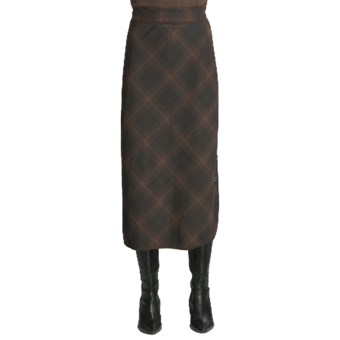 Madison Hill Diagonal Plaid Skirt - Side Accent Buttons (For Women) in Multi