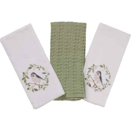 Madison Studio Birds Kitchen Towel Set - 3-Pack, 18x28” in White Green