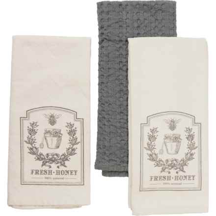 Madison Studio Fresh Honey Kitchen Towel Set - 3-Pack, 18x28” in Ivory Grey