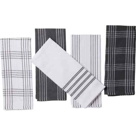 Madison Studio Recycled Waffle Knit Kitchen Towel Set - 5-Pack, 16x27” in Charcoal