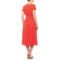 542RX_2 Magari Made in Italy Salmon V-Neck Midi Dress - Linen, Short Sleeve (For Women)