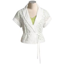 Magaschoni Eyelet Jacket - Imported Cotton, Short Sleeve (For Women) in White - Closeouts