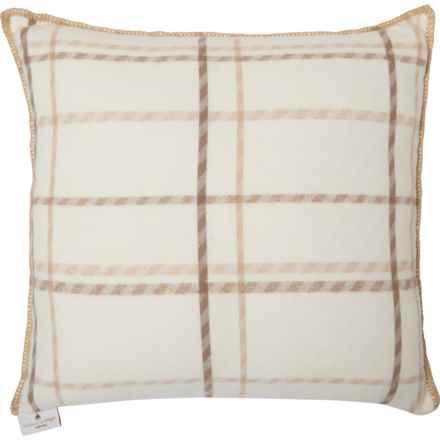 MANIFATTURA Made in Italy Plaid Wool Blend Throw Pillow - 24x24” in Natural