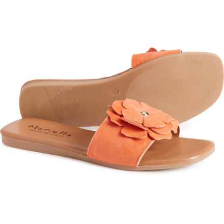 Mariella Made in Italy Flower Slide Sandals - Suede (For Women) in Orange